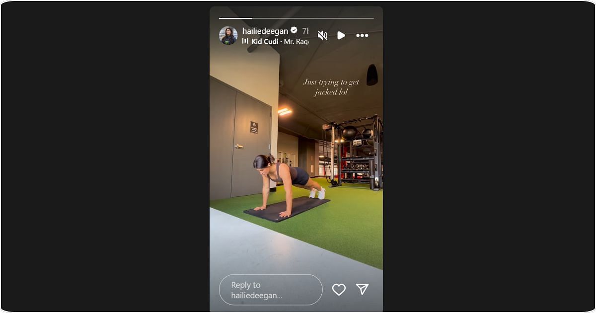 Hailie Deegan shared a post about her exercise routine. Image: @hailiedeegan via Instagram